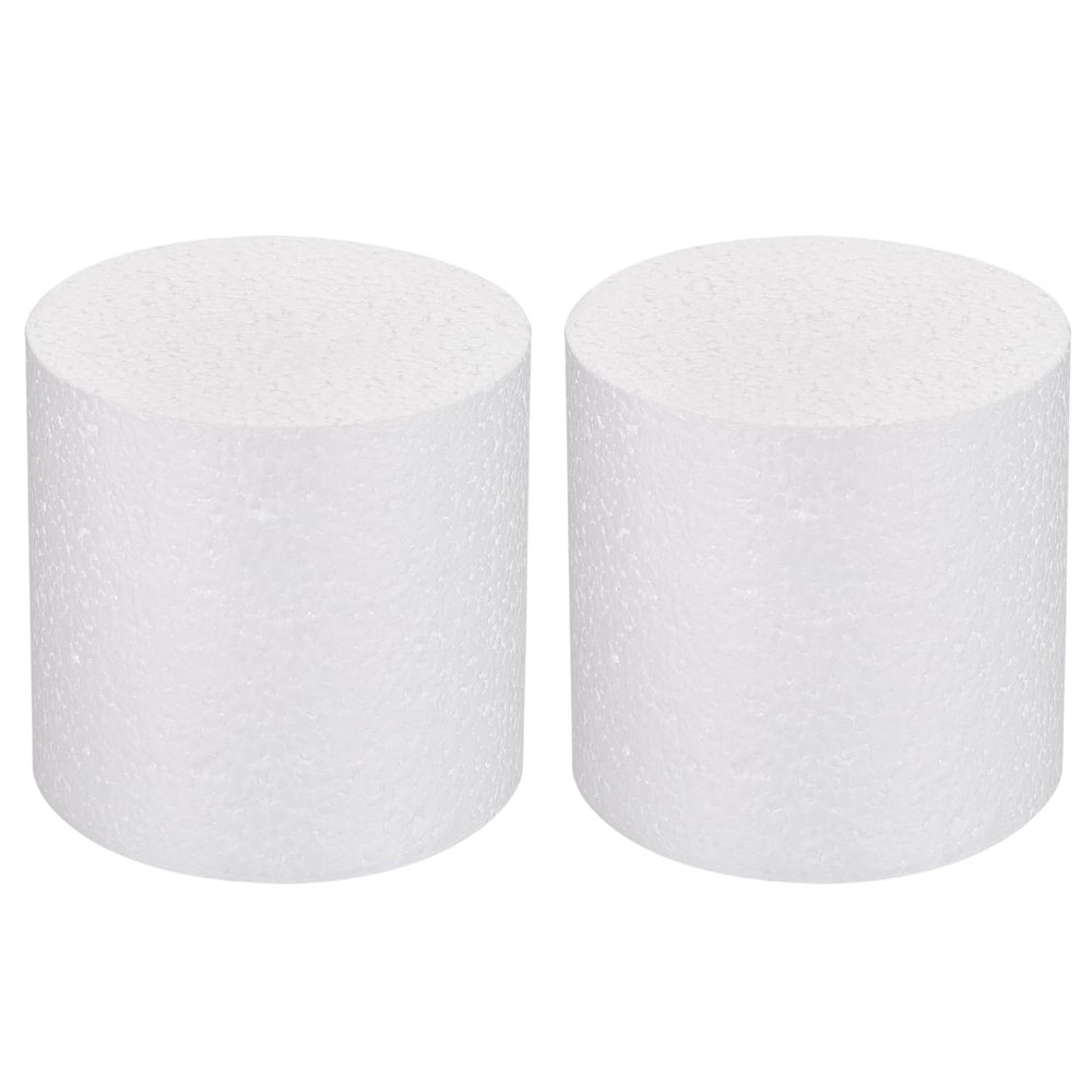 DMiotech White Round Foam Cake Dummy 4 x 4 Inch Dummy Cake Set for Birthday Party Decorating Crafts Display 2Pcs