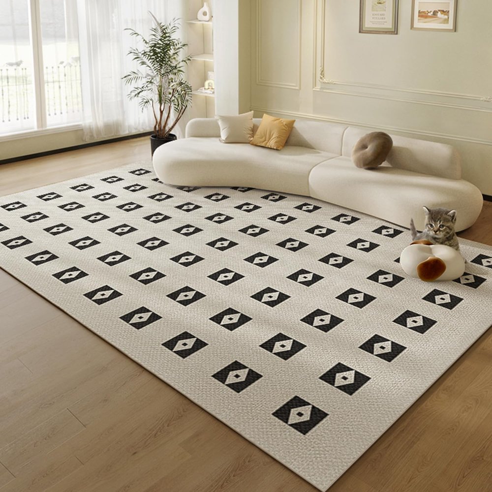 2x4ft Indoor Large Area Rug, Anti-Slip Rubber Backing Non-Shedding Outdoor Rug, Perfect for Living/Dining Room, Bedroom, Office, Kitchen, Entryway, Modern Geometric Trellis Floor Dcor