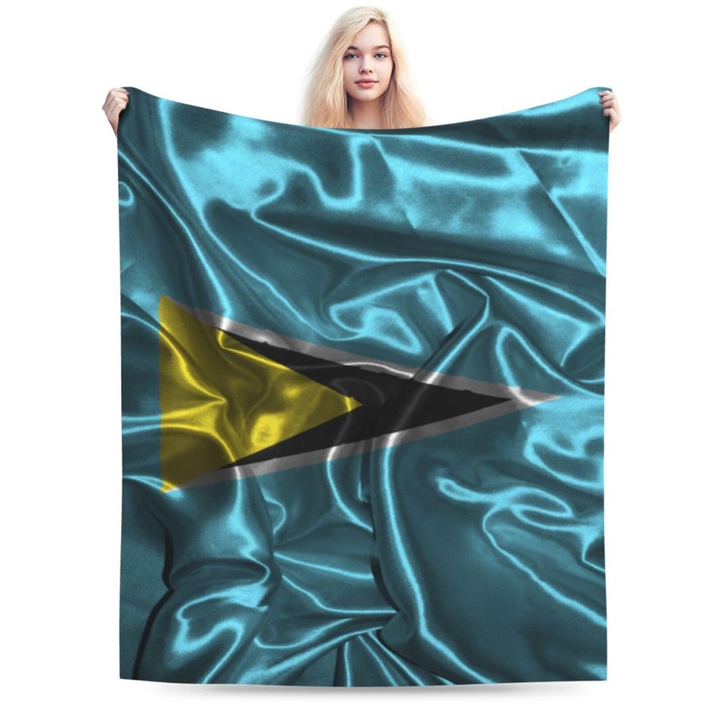 Silk Style Flag of Saint Lucia Throw Blanket for Men Women Couch Bed Sofa Throw Blanket 60"x50" Blankets