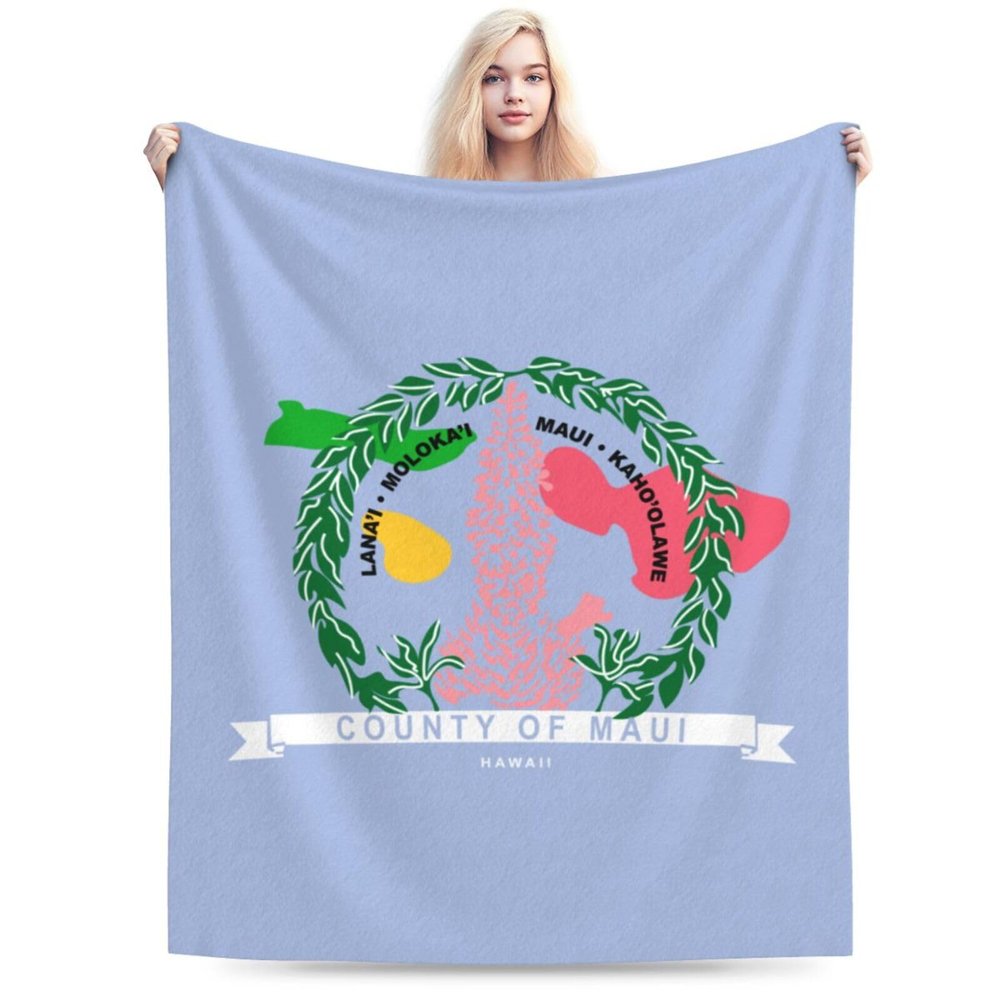 BASTU Flag of Maui County, Hawaii Throw Blanket for Men Women Couch Bed Sofa Throw Blanket 60""x50"" Blankets, Black