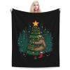 BASTU Sloth Hugging Christmas Tree Throw Blanket for Men Women Couch Bed Sofa Throw Blanket 60""x50"" Blankets, Black view 1