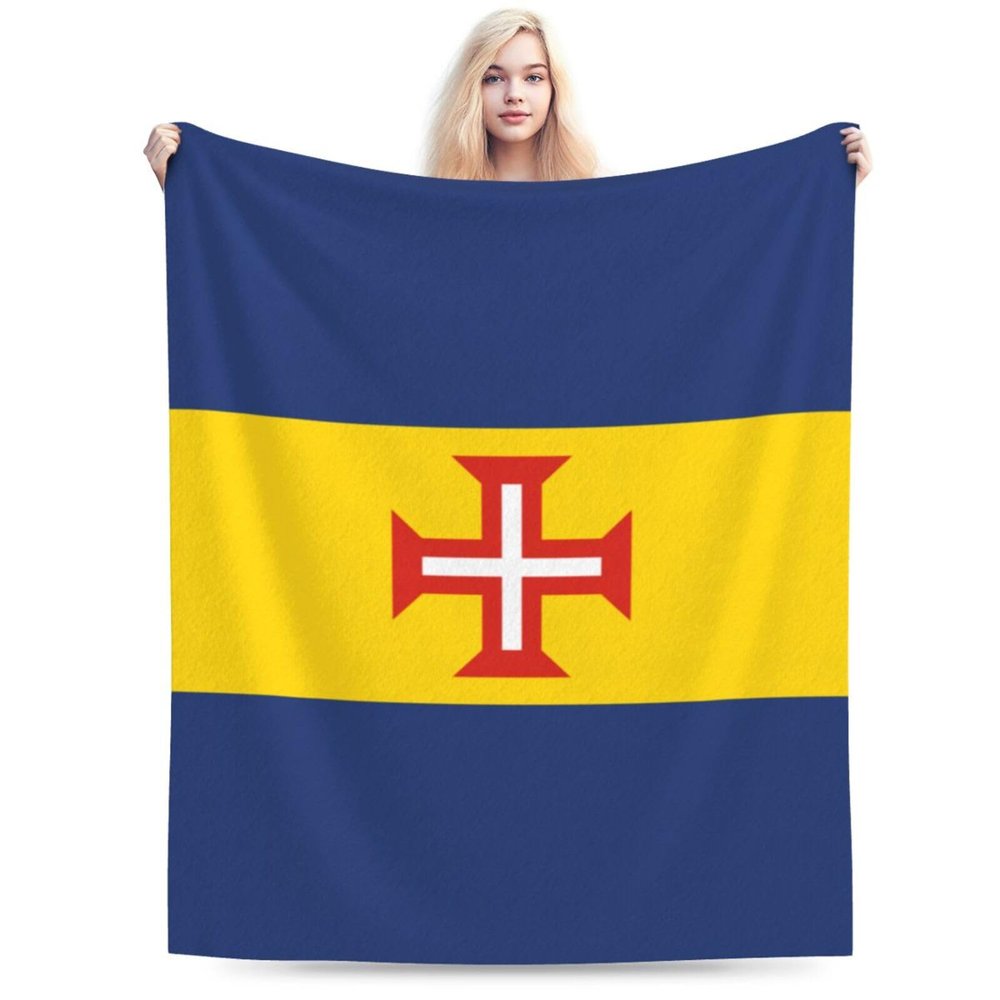 BASTU Flag of Madeira Throw Blanket for Men Women Couch Bed Sofa Throw Blanket 60""x50"" Blankets, Black