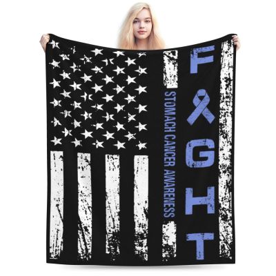 American Flag Stomach Cancer Awareness Fight Throw Blanket for Men Women Couch Bed Sofa Throw Blanket 60"x50" Blankets