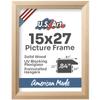 US Art Unfinished Raw Wood 15x27 Picture Frame Beveled .84" Inch Wide - Unfinished Raw Wood Wall Decor Handmade Solid Wood Frames with Preinstalled Hangers and UV Blocking Plexiglass 27x15 Frame view 2