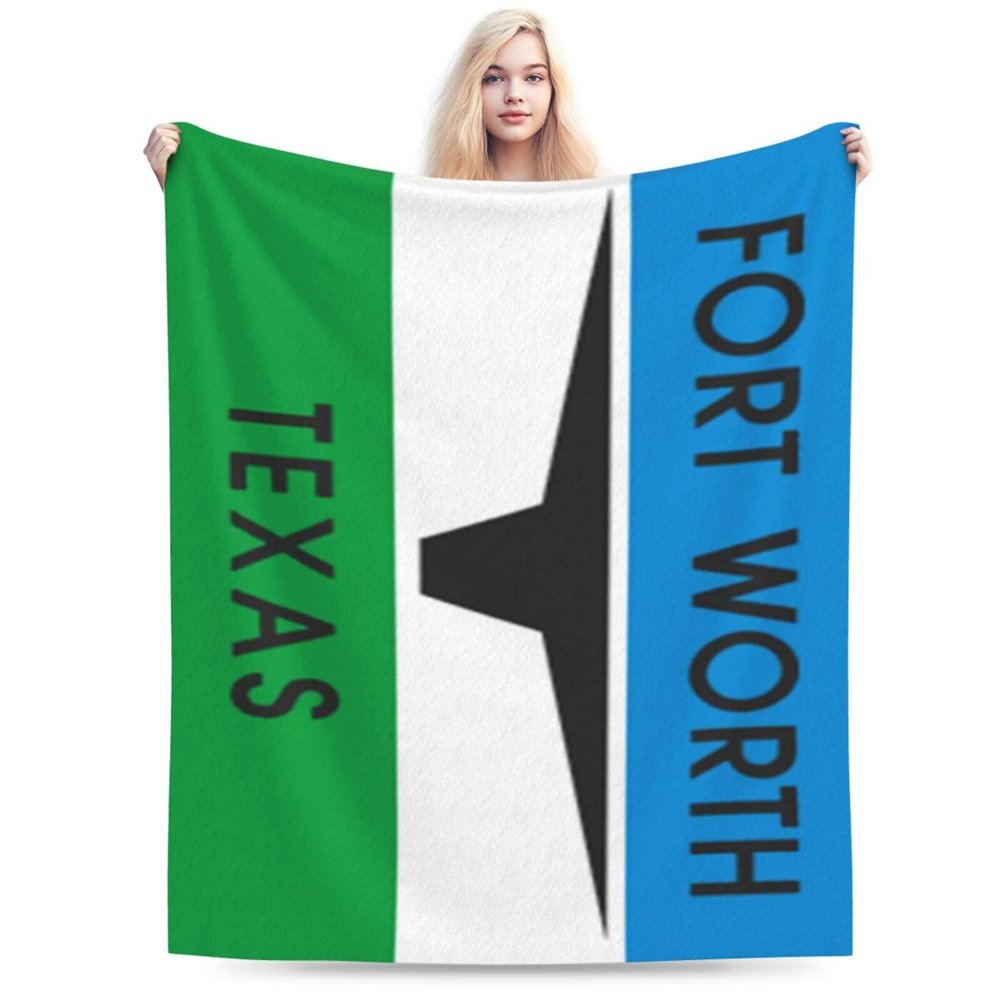 BASTU Flag of Fort Worth, Texas (1968-2004) Throw Blanket for Men Women Couch Bed Sofa Throw Blanket 60""x50"" Blankets, Black