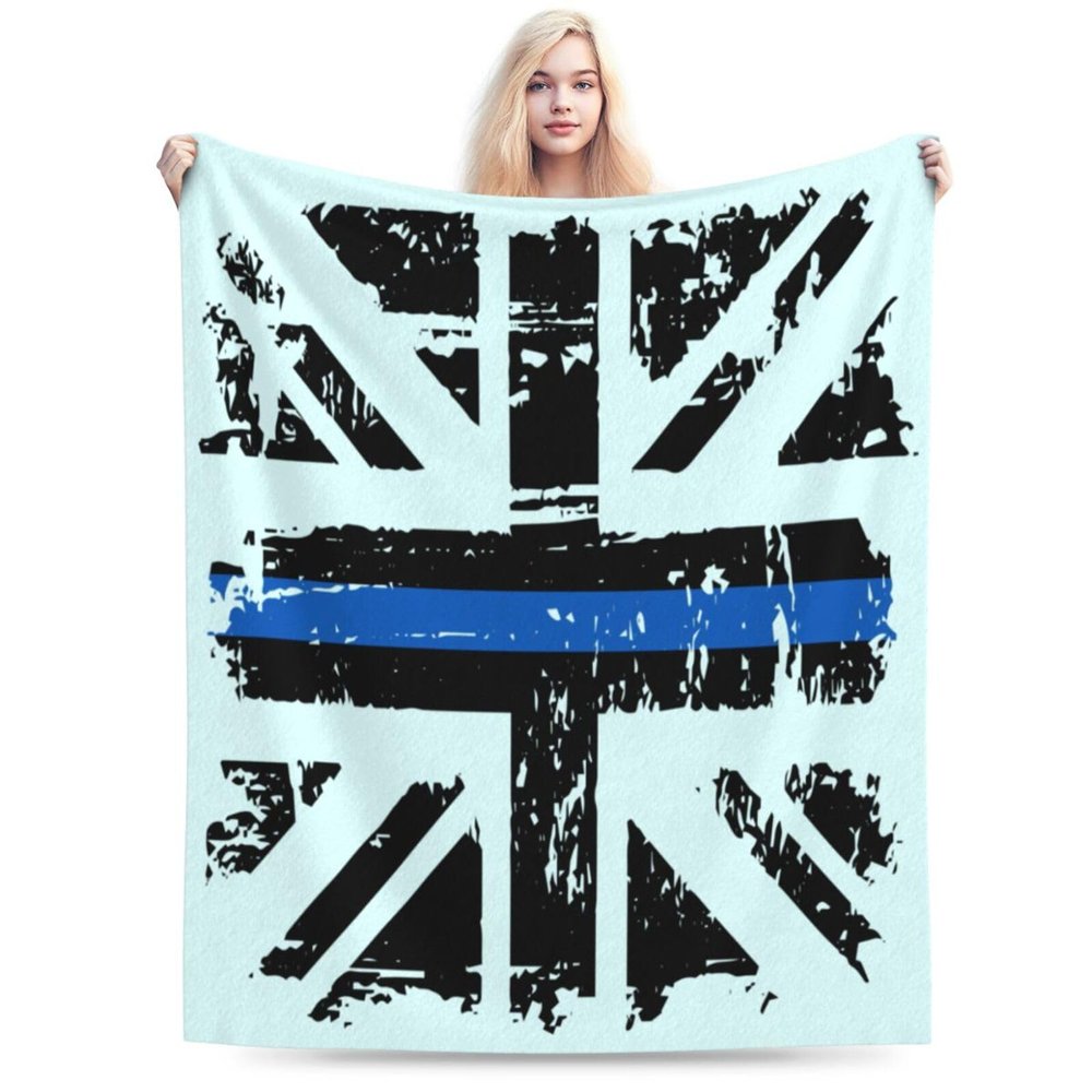 Thin Blue Line Fire Brigade Union Jack UK Flag Throw Blanket for Men Women Couch Bed Sofa Throw Blanket 60"x50" Blankets