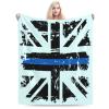 Thin Blue Line Fire Brigade Union Jack UK Flag Throw Blanket for Men Women Couch Bed Sofa Throw Blanket 60"x50" Blankets view 1