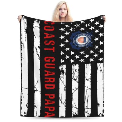 BASTU Coast Guard Papa National Flag Throw Blanket for Men Women Couch Bed Sofa Throw Blanket 60""x50"" Blankets, Black
