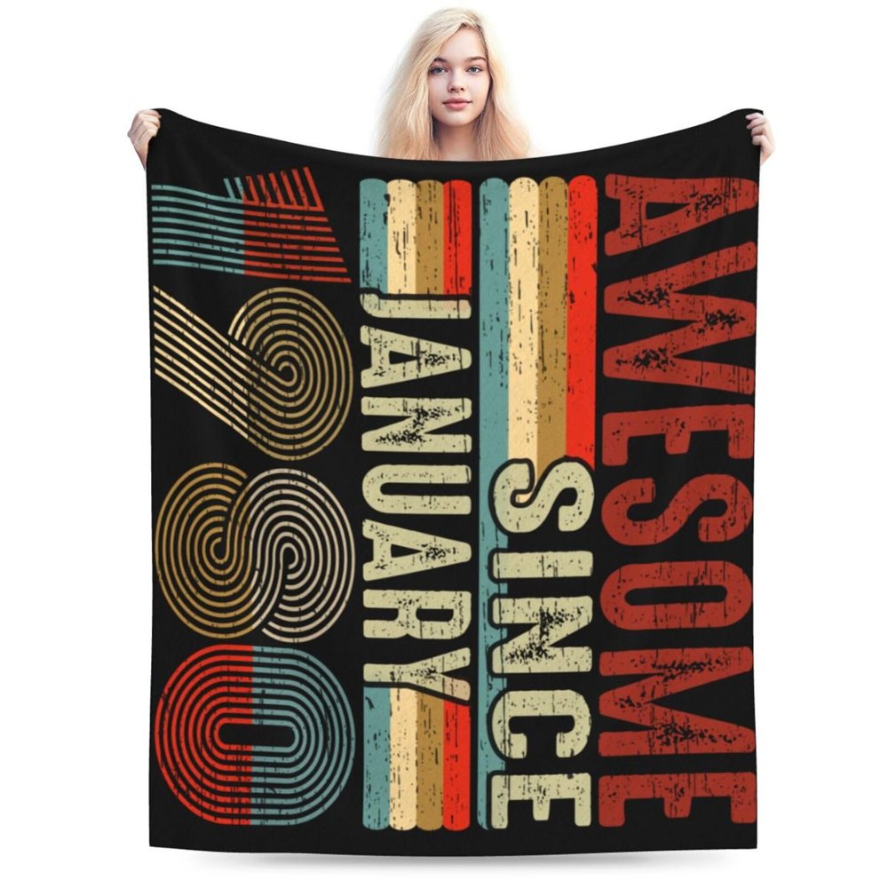 Awesome Since January 1980 Throw Blanket for Men Women Couch Bed Sofa Throw Blanket 60"x50" Blankets