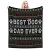 Best Dog Dad Ever Christmas Throw Blanket for Men Women Couch Bed Sofa Throw Blanket 80"x60" Blankets view 1