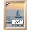 US Art Unfinished Raw Wood 7x23 Picture Frame Beveled .84" Inch Wide - Unfinished Raw Wood Wall Decor Handmade Solid Wood Frames with Preinstalled Hangers and UV Blocking Plexiglass 23x7 Frame view 1
