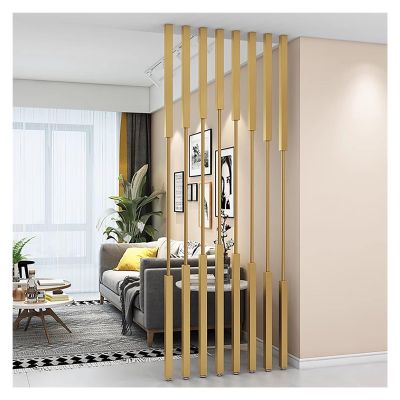 screen Modern Metal Room Divider Post Floor to Ceiling, No Drilling Privacy Screen Wall Partition, Standing Wall Partition Column for Living Room Restaurant Office Entrance, 8pack(Gold,H125cm/49.2in/4