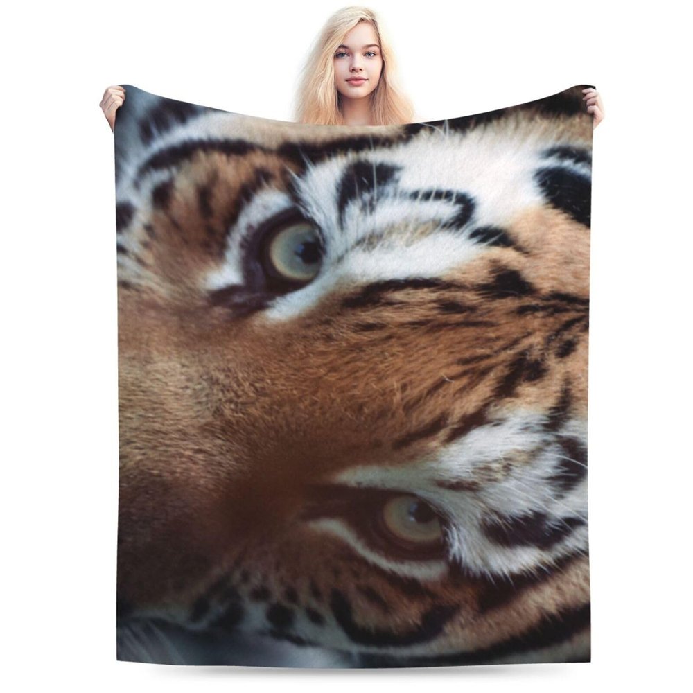 BASTU Tiger Face Throw Blanket for Men Women Couch Bed Sofa Throw Blanket 50""x40"" Blankets, Black