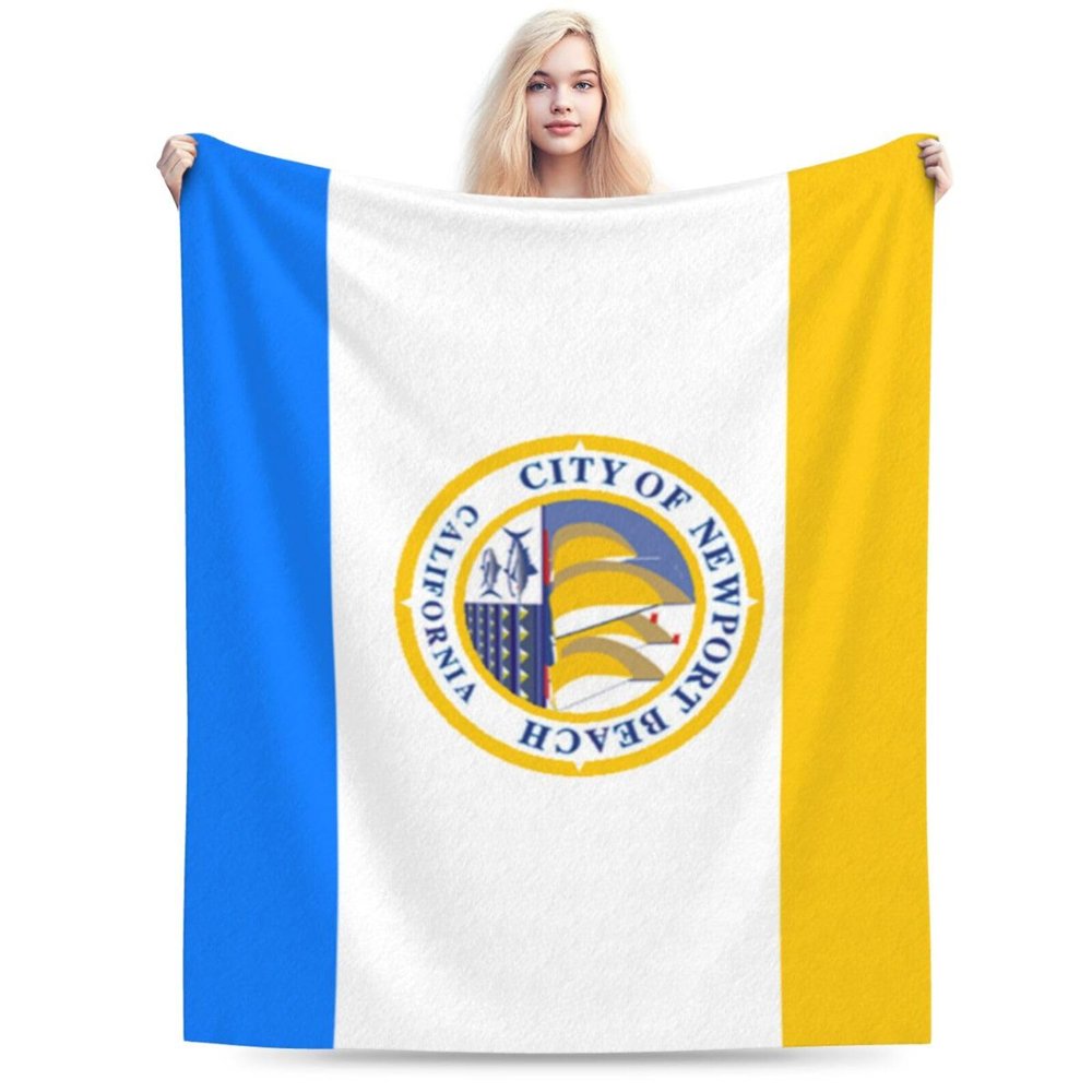 BASTU Flag of Newport Beach, California Throw Blanket for Men Women Couch Bed Sofa Throw Blanket 80""x60"" Blankets, Black