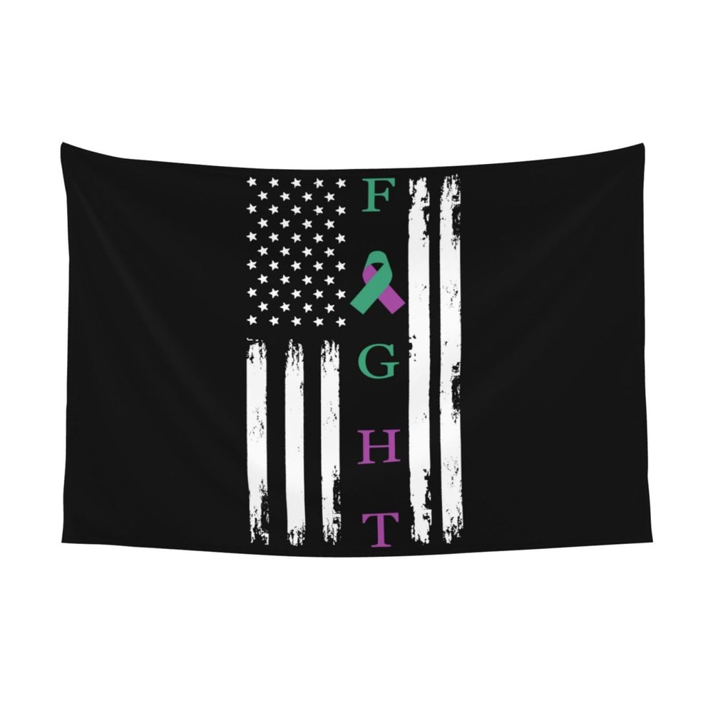 SMLBNE Fight Anal Cancer Survivor American Flag Soft Plush Tapestry - Versatile Decor for Bedroom, Living Room, Dorm - 60x40 In