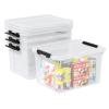 Aninhao 4-Pack 22 Quart Plastic Storage Bins with Wheels, Latching Storage Box Bin, Clear view 1