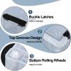 Aninhao 4-Pack 22 Quart Plastic Storage Bins with Wheels, Latching Storage Box Bin, Clear view 4