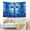 SMLBNE Jesus Christ Cross Religious Stained Glass Style Soft Plush Tapestry - Versatile Decor for Bedroom, Living Room, Dorm - 60x40 In view 2
