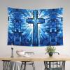 SMLBNE Jesus Christ Cross Religious Stained Glass Style Soft Plush Tapestry - Versatile Decor for Bedroom, Living Room, Dorm - 60x40 In view 3