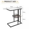 2-Tier Metal End Table, C Shaped Sofa Side Table with Marble Tabletop Tray, Modern Coffee Table Snack Beside Table for Living Room, Hallway view 3