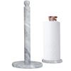 Natural Marble Paper Towel Holder for Kitchen Countertop - 2.6 lbs (1.2kg) Heavy Duty Weighted Base for One-Handed Tearing - Fits Jumbo Rolls - Elegant Modern Design with Ball Top - White & Grey view 1