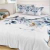 Quilts Full Size Floral Eucalyptus Leaves Soft Comforter Bedding Set for Bed, Blue Flower Country Lightweight Quilte Bedspread with Pillow Cover(2 Pieces) for All Season, 78x90 Inch view 2