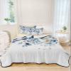 Quilts Full Size Floral Eucalyptus Leaves Soft Comforter Bedding Set for Bed, Blue Flower Country Lightweight Quilte Bedspread with Pillow Cover(2 Pieces) for All Season, 78x90 Inch view 3