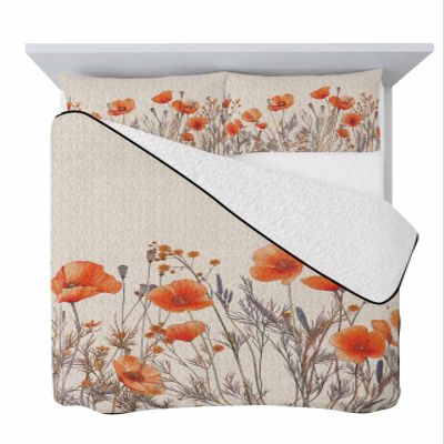 Quilts Twin Size Vintage Floral Soft Comforter Bedding Set for Bed, Farmhouse Flowers Rustic Country Lightweight Quilte Bedspread with Pillow Cover(2 Pieces) for All Season, 68x86 Inch