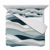 Quilts Twin Size Blue Gray Gradient Geometric Soft Comforter Bedding Set for Bed, Ocean Waves Abstract Lightweight Quilte Bedspread with Pillow Cover(2 Pieces) for All Season, 68x86 Inch view 1