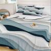 Quilts Twin Size Blue Gray Gradient Geometric Soft Comforter Bedding Set for Bed, Ocean Waves Abstract Lightweight Quilte Bedspread with Pillow Cover(2 Pieces) for All Season, 68x86 Inch view 2