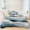 Quilts Twin Size Blue Gray Gradient Geometric Soft Comforter Bedding Set for Bed, Ocean Waves Abstract Lightweight Quilte Bedspread with Pillow Cover(2 Pieces) for All Season, 68x86 Inch view 3