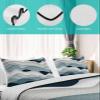 Quilts Twin Size Blue Gray Gradient Geometric Soft Comforter Bedding Set for Bed, Ocean Waves Abstract Lightweight Quilte Bedspread with Pillow Cover(2 Pieces) for All Season, 68x86 Inch view 4