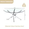 AF ARTISAN FURNITURE Round Glass Coffee Table with Clear Tempered Glass & Mirror Stainless Steel Legs, Luxury 35.4" Pedestal Center Table Coffee Table for Living Room Bedroom Reception Room, Silver view 2
