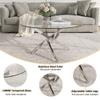 AF ARTISAN FURNITURE Round Glass Coffee Table with Clear Tempered Glass & Mirror Stainless Steel Legs, Luxury 35.4" Pedestal Center Table Coffee Table for Living Room Bedroom Reception Room, Silver view 4