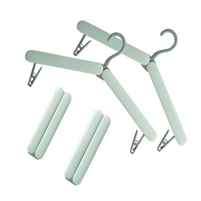 4 Pack Travel Hangers,Foldable Hangers,with Hidden Clips,Lightweight and Portable,Space Saving,Suitable for Skirts, Pants,Suits, Jackets, etc (Green)