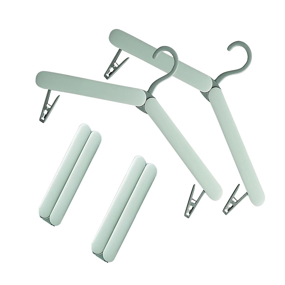 4 Pack Travel Hangers,Foldable Hangers,with Hidden Clips,Lightweight and Portable,Space Saving,Suitable for Skirts, Pants,Suits, Jackets, etc (Green)