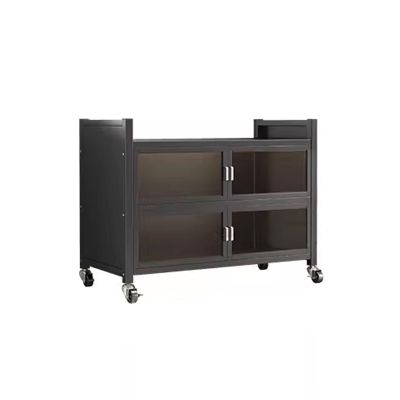 Kitchen Cabinet Storage Rack Used as Countertop Extender, Kitchen Bakers Rack on Wheels 3/4/5 Tier with Glass Doors for Dining Room Living Room Garage(Size:3 Tier,Color:100cm)