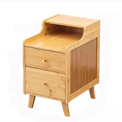 Bedroom Nightstand All Wood Nightstand Two Drawer Original Wood Color/Dark Brown Bedside Table Narrow Side Cabinet Bedside Furniture for Small Space Storage Bed Side Tables(Color:Color,Size:L)
