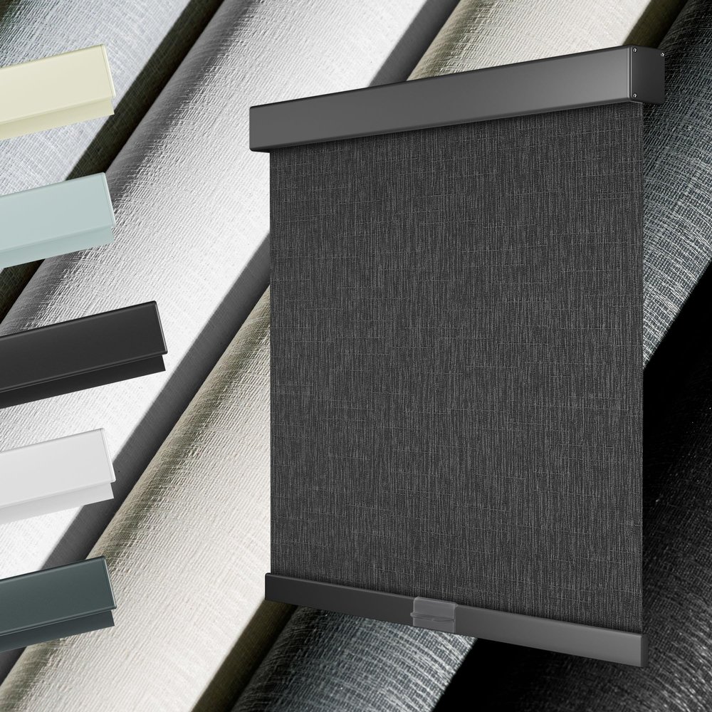 HOTSOON 100% Blackout Roller Blinds for Windows Cordless Roller Shades with UV Protection Jacquard Fabric, Room Darkening Thermal Insulated for Home, Easy to Install, Black, 77" W x 64" H