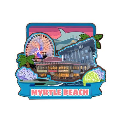 Myrtle Beach South Carolina USA America Wooden Fridge Magnet Funny 3D Handmade City Travel Souvenirs Crafts Refrigerator Stickers Home Office Decor Collection Gift