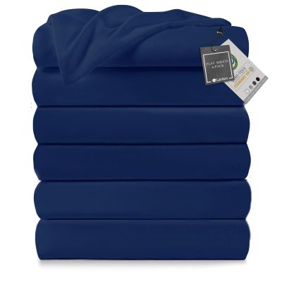 Lavisun Full Flat Sheets only, 6 Pack Bulk Top Sheets for Massage Table, Home, Dorm Bed Sheet & Curtain, Soft & Breathable Bed Sheets (Full,Navy)