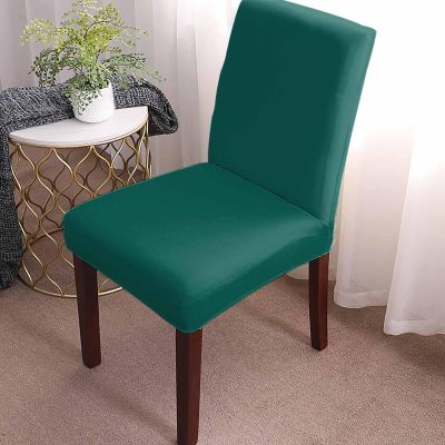 4 Pcs Dining Chair Covers Stretch Spandex Slipcovers Minimalist Solid Aventurine Green Removable Washable Dining Room Seat Cover Cushion Protector for Home Hotel Banquet Decor Pure Plain Single Color