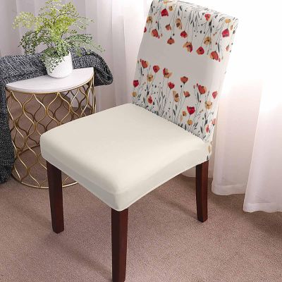 4 Pcs Dining Chair Covers Stretch Spandex Slipcovers Garden Blossom Flower Leaves Removable Washable Dining Room Seat Cover Cushion Protector for Home Hotel Banquet Decor Abstract Spring Floral Art