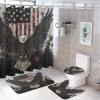 Brebasf Abstract Oil Painting Bald Eagle Shower Curtain Set Decorative Rustic Independence Day American Flag Eagle 4 Piece Shower Curtain, Toilet Cover, U-Mat, Floor Mat view 1