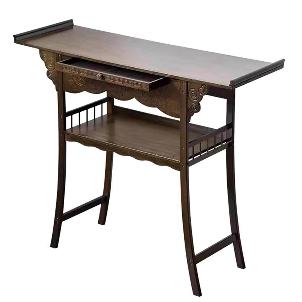 DECORN Chinese Style Console Table Entryway Table Narrow Long Sofa Table Hallway Foyer Table Behind Couch Table with Drawer and Storage Shelf for Living Room and Corridor,2 Tier-47.2"" L