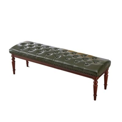 SOPAMI Ottoman Upholstered Bedroom Benches Leather Footrest Stool Accent Bench for Entryway Dining Room Living Room Bedroom End of Bed Bedroom Bedside Stool(Color:Green)