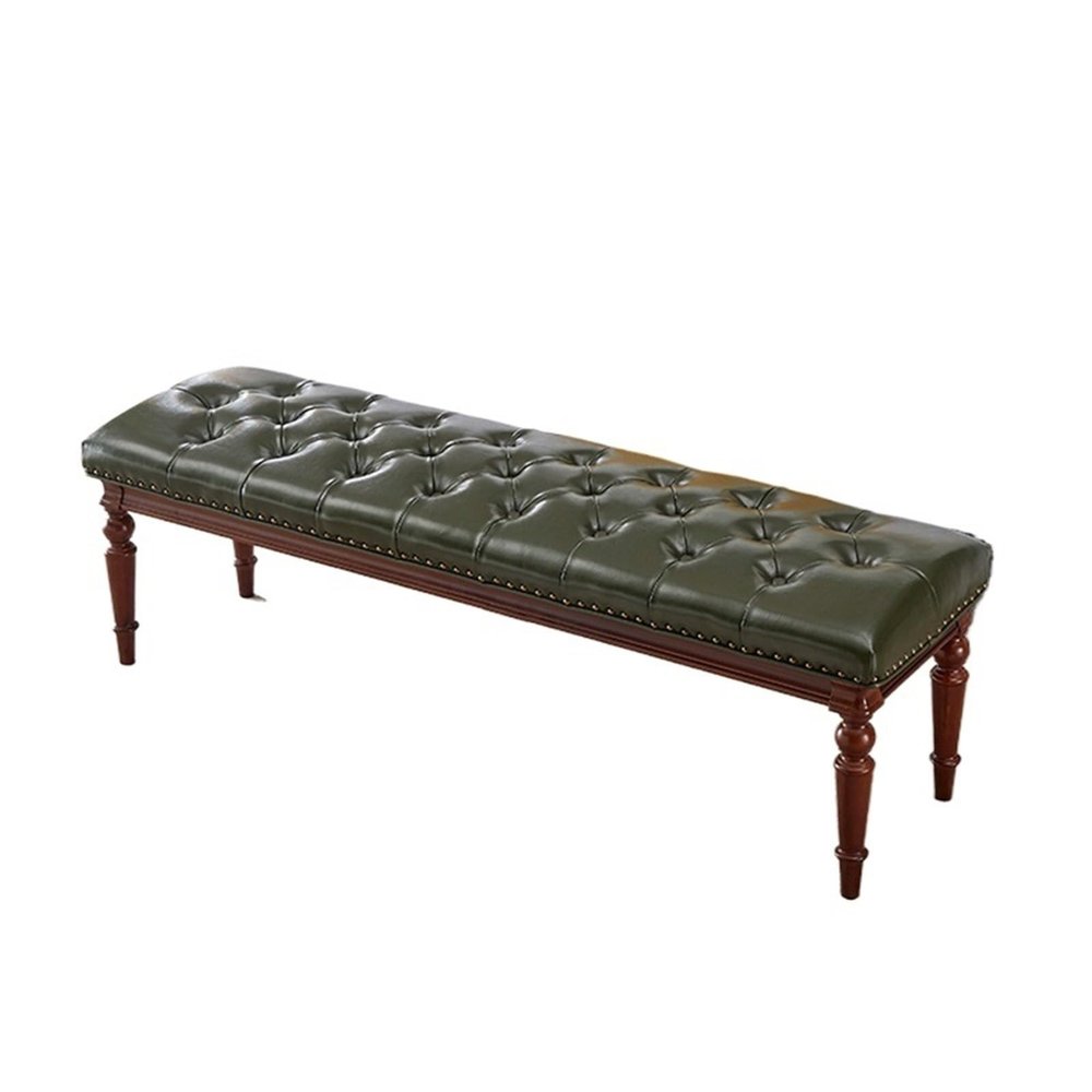 SOPAMI Ottoman Upholstered Bedroom Benches Leather Footrest Stool Accent Bench for Entryway Dining Room Living Room Bedroom End of Bed Bedroom Bedside Stool(Color:Green)