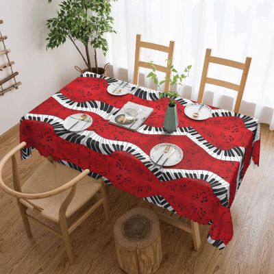 QHWLR Music Note Piano Print Square Tablecloth 54x72in Kitchen Table Cloth,Spill Proof Tabletop Decoration