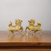 A Pair of Feng Shui Fire Kylin Statues, Brass Chi-Lin Kirin Ornaments Chinese Unicorn Wealth Prosperity Figurine Attract Wealth and Good Luck,16CM view 2