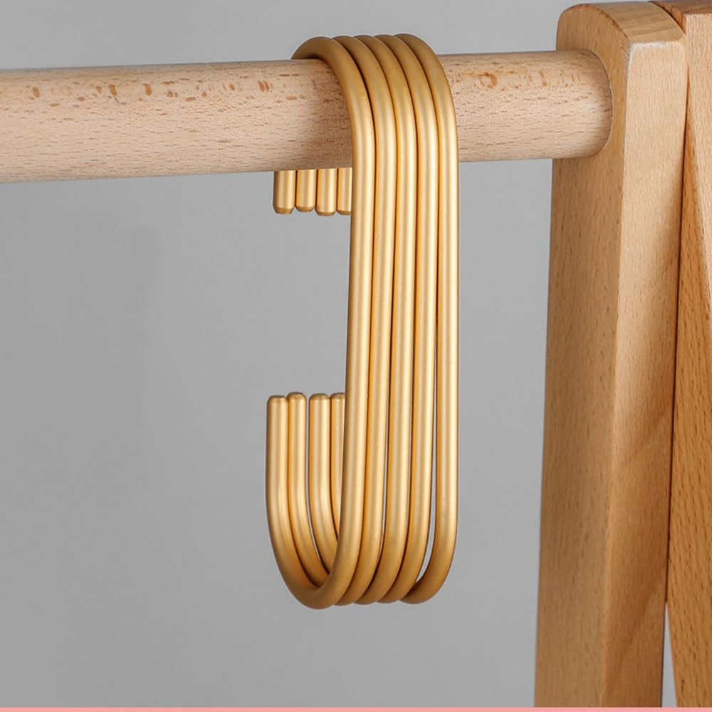 5.7-Inch Metal C-Shaped Hook,Set of 8,Closet Organizer Hooks,Aluminium Alloy Hanger Hooks for Pot Rack,Closet Rod,Towel Bar (Gold)